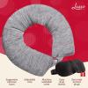 imageLusso Gear Twist Memory Foam Travel Pillow Neck Lumbar ampamp Leg Support  Adjustable Pillow for Plane Car Home  Machine WashableDryer Safe Cover  Attaches to Luggage  Ear Plugs Eye Mask GrayGray