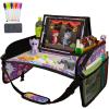 imageLusso Gear Lap Tray for Toddler and kids Table Tray for Travel Car Seat Airplane Desk Essential Accessories and Road Trip Activities GrayPurple Unicorns