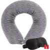 imageLusso Gear Twist Memory Foam Travel Pillow Neck Lumbar ampamp Leg Support  Adjustable Pillow for Plane Car Home  Machine WashableDryer Safe Cover  Attaches to Luggage  Ear Plugs Eye Mask GrayGray