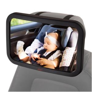 imageLusso Gear Baby Car Mirror  RearFacing Infant Mirror for Car with Crystal Clear View  Secure Shatterproof Backseat Design Black1Pack Black