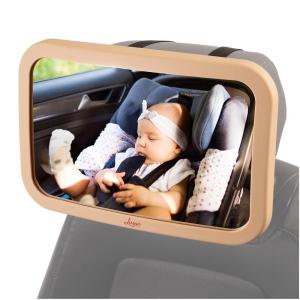 imageLusso Gear Baby Car Mirror  RearFacing Infant Mirror for Car with Crystal Clear View  Secure Shatterproof Backseat Design BlackTan