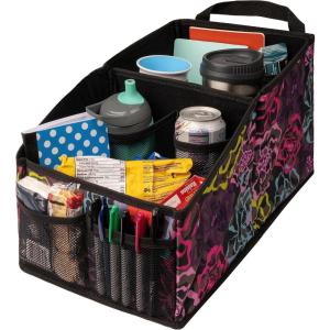 imageLusso Gear Car Seat Organizer with Cup Holders  Front or Backseat Organizer  9 Storage Compartments for Travel  Fits Cars Trucks and Vans  BlackFloral