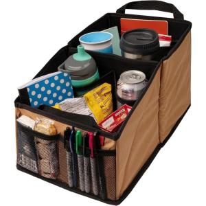 imageLusso Gear Car Seat Organizer with Cup Holders  Front or Backseat Organizer  9 Storage Compartments for Travel  Fits Cars Trucks and Vans  BlackTan