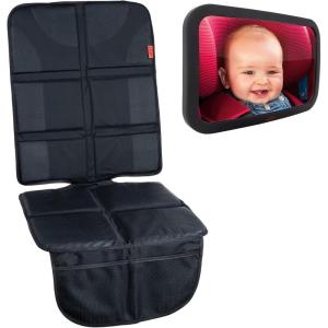 imageLusso Gear Car Seat Protector  Baby Backseat Mirror for Car  Baby Travel Essentials  Protect Car Seats and Keep on Eye on Your Baby  Waterproof Car Seat Protector for Child Car Seat