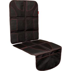 imageLusso Gear Car Seat Protector for Baby Car Seat Thick Padding Waterproof NonSlip Backing 2 Mesh Storage Pockets  Black1Pack Black with Red Stitching