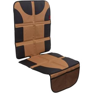 imageLusso Gear Car Seat Protector for Baby Car Seat Thick Padding Waterproof NonSlip Backing 2 Mesh Storage Pockets  Black1Pack Tan