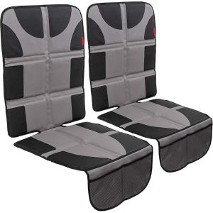imageLusso Gear Car Seat Protector for Baby Car Seat Thick Padding Waterproof NonSlip Backing 2 Mesh Storage Pockets  Black2Pack Gray