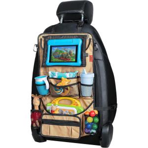 imageLusso Gear Heavy Duty Back Seat Car Organizer Extra Large for Protection Sag Proof ampamp Reinforced Corners Protects iPad ampamp Backseat 12 Versatile Car Seat Organizer Storage Compartments BlackTan