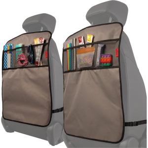 imageLusso Gear Heavy Duty Kick Mats 2 Pk  Waterproof Back Seat Organizer  Sag Proof Car Seat Cover for Kids  Black Kick Mats Car Protector with 3 Reinforced Storage Pockets  Backseat ProtectorGray