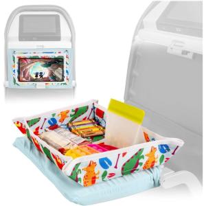 imageLusso Gear Kids Airplane Tray Table Cover with Pockets  Travel Essentials for Toddlers  Travel Tray for Kids on Plane or Train  Airplane Must Haves and Flying Essentials  Baby Must Have UnicornsDinos