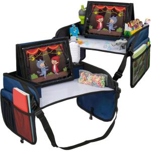 imageLusso Gear Lap Tray for Toddler and kids Table Tray for Travel Car Seat Airplane Desk Essential Accessories and Road Trip Activities Gray2pack Blue