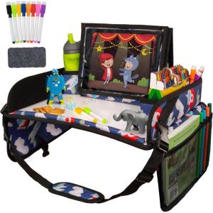 imageLusso Gear Lap Tray for Toddler and kids Table Tray for Travel Car Seat Airplane Desk Essential Accessories and Road Trip Activities GrayAirplanes