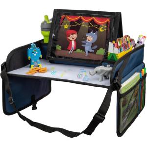 imageLusso Gear Lap Tray for Toddler and kids Table Tray for Travel Car Seat Airplane Desk Essential Accessories and Road Trip Activities GrayBlue