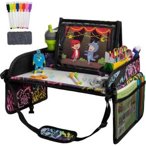 imageLusso Gear Lap Tray for Toddler and kids Table Tray for Travel Car Seat Airplane Desk Essential Accessories and Road Trip Activities GrayFloral