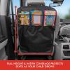 imageLusso Gear Car Seat Protector BlackRed  Two Pack of Heavy Duty Kick Mats BlackRed Waterproof Protects Fabric or Leather Seats Premium Oxford Fabric Travel Essentials