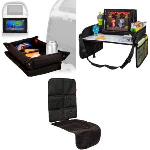 imageLusso Gear Kids Tray Table Cover  Black Kids Travel Tray  Black and Baby Car Seat Protector  Black