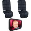 imageLusso Gear 2 Pack of Car Seat Protectors Black  Baby Backseat Mirror for Car Black Waterproof Protects Fabric or Leather Seats Premium Oxford Fabric Travel Essentials