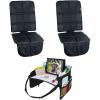 imageLusso Gear Kids Travel Tray with Dry Erase Board Black  2 Pack of Car Seat Protectors Black Road Trip Essentials Kids NoDrop Tablet Holder Lap Desk Cup Holder Toddler