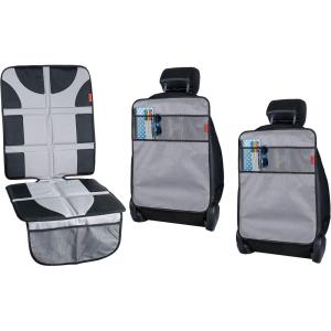 imageLusso Gear Car Seat Protector Gray  Two Pack of Heavy Duty Kick Mats Gray Waterproof Protects Fabric or Leather Seats Premium Oxford Fabric Travel Essentials