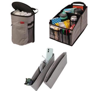 imageLusso Gear Car Trash Can and Seat Organizer  Round Gray