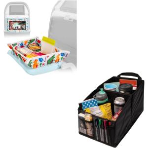 imageLusso Gear Kids Tray Table Cover  Dinos and Car Seat Organizer  Black