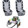 imageLusso Gear Kids Travel Tray with Dry Erase Board Gray  2 Pack of Car Seat Protectors Gray Road Trip Essentials Kids NoDrop Tablet Holder Lap Desk Cup Holder Toddler