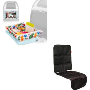 imageLusso Gear Kids Tray Table Cover  Dinos and Baby Car Seat Protector  Black