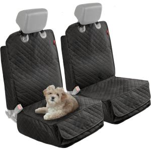 imageLusso Gear Dog Car Seat Cover for Front Seat 2 Pack  100 Waterproof Nonslip  Full Protection for Passenger Chair Captain Chairs  Rear Seat Protector for Dogs  Fits Cars Trucks SUVsSingle Cover  Twin Pack  Black