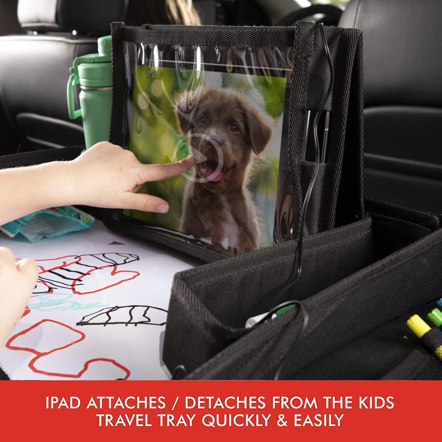 imageLusso Gear Kids Travel Tray Gray  Two Pack of Car Seat Organizer Gray Extra Large for Protection Sag Proof ampamp Reinforced Corners Protects iPad ampamp Backseat 12 Versatile Car Seat Organizer Storag