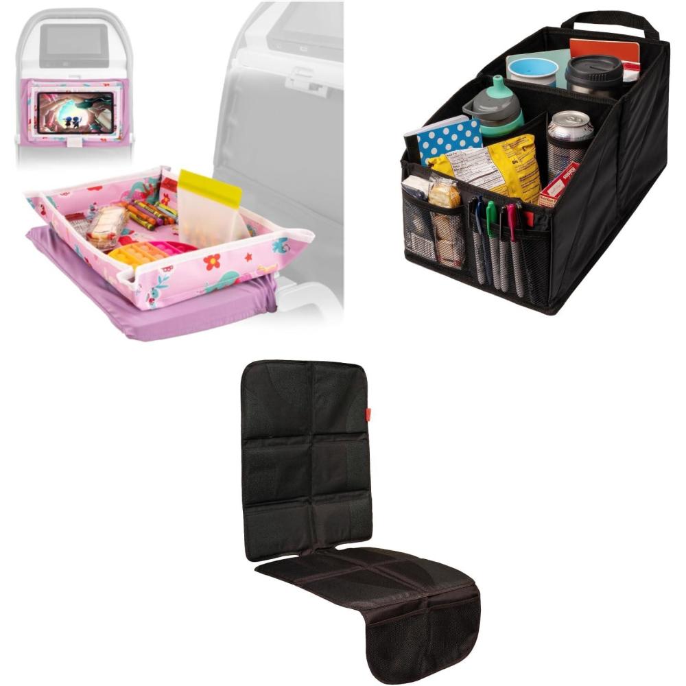 imageKids Tray Table Cover  Mermaids Car Seat Organizer  Black and Baby Car Seat Protector  Black